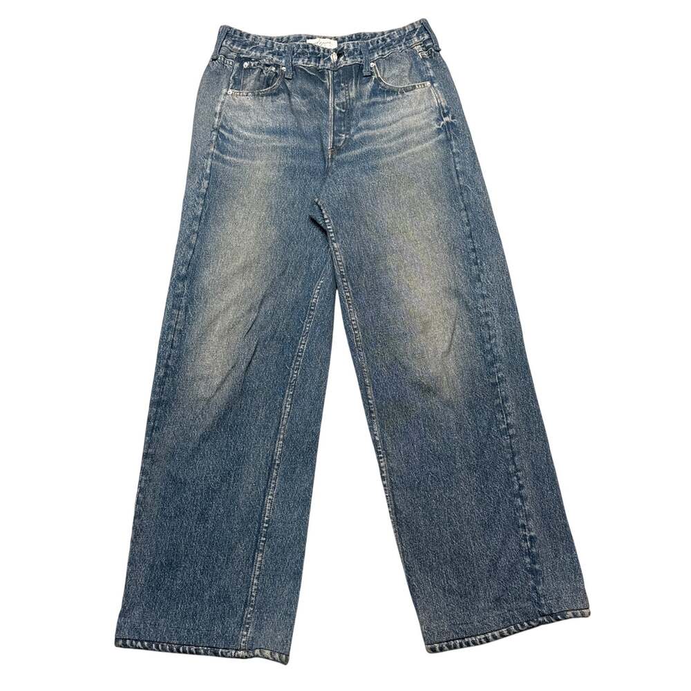 Rag & Bone Miramar Denim Print Wide Leg Pants Women's Small Cotton Terry